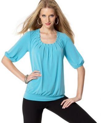 Click here to buy Style&co. Pleated Scoop-Neck Top by Style&co..