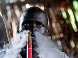 A Sudanese Man with Traditional Scars on His Face Relax with a Waterpipe Photographic Poster Print, 24x18