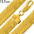 14K Gold Plated Silver 22" Herringbone Chain Necklace 13.7mm
