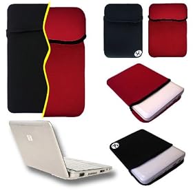 Black/Red w/Black Trim Neoprene 2 sides Reversible Carrying Case Sleeve for Kindle DX / ASUS Eee / Acer Aspire One / Dell Inspiron Mini / HP MINI / MSI Wind / Lenovo IdeaPad and others 9