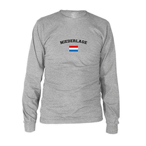 Oranje Niederlage – Herren Langarm T-Shirt, Größe: S, Farbe: grau meliert