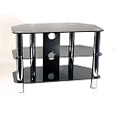 Strand Elegant Black 700 Glass TV Stand with 3 shelves for up to  26" LCD / Plasma ( 32" with overhang )