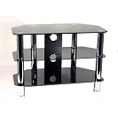 Strand Elegant Black 700 Glass TV Stand with 3 shelves for up to 26inch LCD / Plasma ( 32inch with overhang )