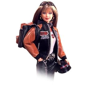 Barbie Collectibles Year 1999 Motor Cycles Harley Davidson Collector Edition Set with Barbie Doll, Leather Jacket, Sleeveless T-Shirt, Pants with Chain Belt, Boots, Scarf, Helmet, Sunglasses, Earrings, Backpack and Certificate of Authenticity
