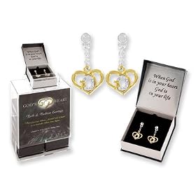 God's Heart Crystal Dangle Earrings Gift boxed
