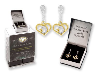 God's Heart Crystal Dangle Earrings Gift boxed