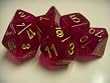 Chessex Dice: Polyhedral 7-Die Borealis Dice Set - MAGENTA with/GOLD - NEW