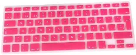 Generic Spanish language Silicone UK EU Keyboard Cover skin For Macbook 17 inch , Pink