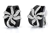 14K White Gold 0.70ct. Onyx & Diamond Earring