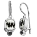 Sterling Silver African Mud Bead Zig Zag Design Earrings by Sajen