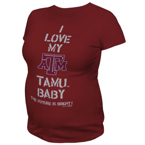 NCAA Texas A&M Aggies T.Fisher I Love My Baby Maternity Tee Shirt (Maroon, Medium)