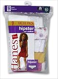 Hanes HPP9AS Girls P-9 Hipster Bright Assorted