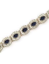 14K Yellow Gold Oval Sapphire and Diamond Bracelet