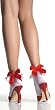 Opaque Anklet Embroider Heart Ruffle & Satin Bow