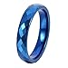 L-Ring 4MM Tungsten Band Ring Multi Faceted Rhombic Section Blue Plated Diamond,Size 4-11