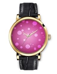 SPRAWL Aanalog Fashion Series Gold Ladies Watches of Genuine Black Leather Strap,Unique Wrist Watch for Women Girls Designed with Points roses light pink background