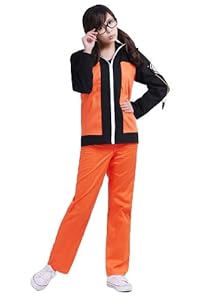 E-Mell Unisex Naruto Cosplay Naruto Uzumaki The 2nd Generation of Suit L Orange