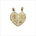14k Yellow Gold, Sharing Split Heart Pendant Charm Te Amo 19mm Wide