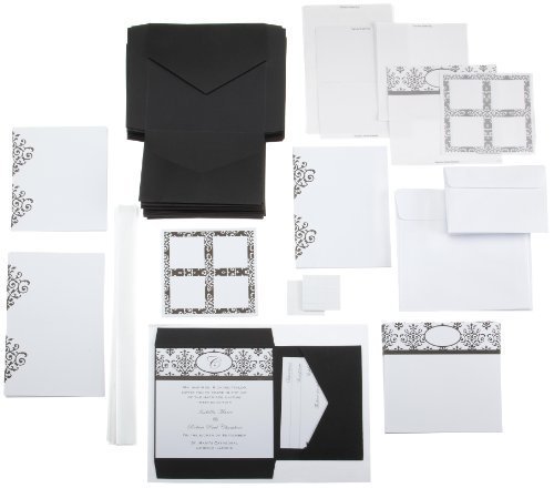 Wilton Black & White Scroll Monogram Pocket Invitation Kit