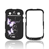 Purple Butterflies on Black Rubberized Hard Plastic Case Cover For Blackber ....