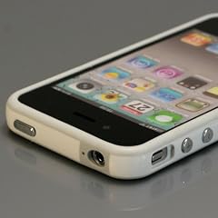 Gray / White Bumper Case for Apple iPhone 4 [Total 60 Colors] +Free Screen Protector and Charge USB Cable (371-25)