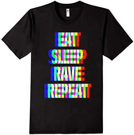 Men's Eat Sleep Rave Repeat Fitted 3D T-Shirt Large Black