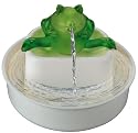 Cats Rule Frog Watering Hole Water Fountain, White and Green
