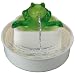 Cats Rule Frog Watering Hole Water Fountain, White and Green