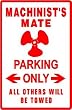 MACHINIST'S MATE PARKING military navy sign
