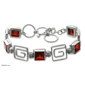 Garnet bracelet, 'Contrasts' 0.5 W 7.7 L by NOVICA