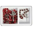 Confirmation Rosary and Finger Rosary Gift Set - 7mm Red Beads - Descending Dove Centerpiece - Length: 19" - IMPORTED FROM ITALY