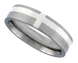  : Surgical Steel 1/4" (6mm) Satin Finished Flat Band W/ Silver Inlay