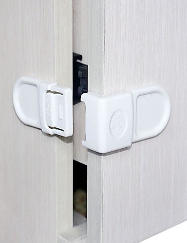 Baby Mate 6 PCS Child Proof Safety Angle Locks for Corner Drawers and Cabinets (White, 6 PCS)