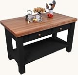 John Boos Grazzi Kitchen Island with Breakfast Bar, Black