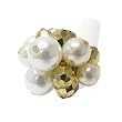 Large Mixed Faux Pearl And Goldtone Beads Stretch Ring Fashion Ring