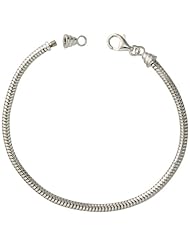 Sterling Silver 3mm Italian Snake Chain Charm Bracelet Pandora Bead Compatible Nickel Free, Sizes 7.5 & 8 inch