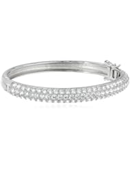 Sterling Silver Swarovski Zirconia Pave 3 Row Bangle Bracelet