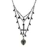 Black Beauties Layered Look Charm Necklace