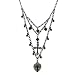 Black Beauties Layered Look Charm Necklace