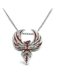 Phoenix Firebird Sterling Red Enamel Pendant Necklace