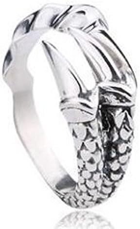 Men Retro Vintage Dragon Claws Finger Tail Ring 925 Sterling Silver Adjustable