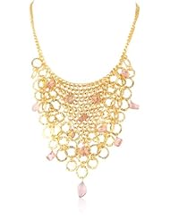 Devon Leigh Pink Hydro Quartz Bib Necklace