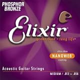 Elixir�i�G���N�T�[�j �A�R�[�X�e�B�b�N�M�^�[���i.013-.056�j�t�H�X�t�@�[�u�����YPhosphor Bronze NANOWEB Medium 16102(ELIXIR)