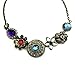HuntGold Women Fashion Retro Crystal Diamond Flower Bronze Pendant Chain Choker Necklace