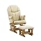 Danielle Deluxe Sleigh Style Glider Rocker and Ottoman Set- Honey Finish with Beige Cotton Twill