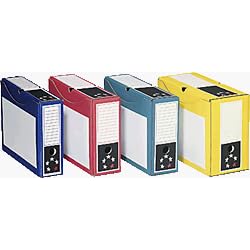 5 Etoiles Bo�te � Archives Couleur Dos de 10 cm, en Carton Ondul� Kraft Blanc Imprim� Bleu
