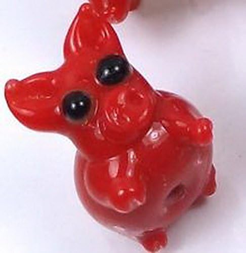 Smith Beads Lampwork Handmade Glass Red Piggy Pig Beads 4 Pcs SBD19942