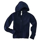 Cherokee® Girls' Long-Sleeve Zip Up Ribbed Sweater - Navy