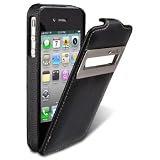 Melkco - Apple iPhone 4s / iPhone 4 Ultra Slim Handmade Premium Genuine Cowhide Leather Case Jacka ID Flip Type Black
