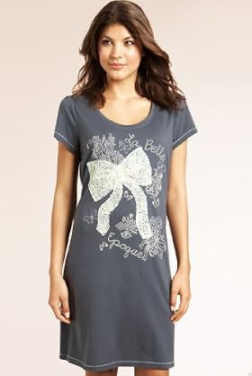 Pure Cotton Scoop Neck Lace Bow Minishirt